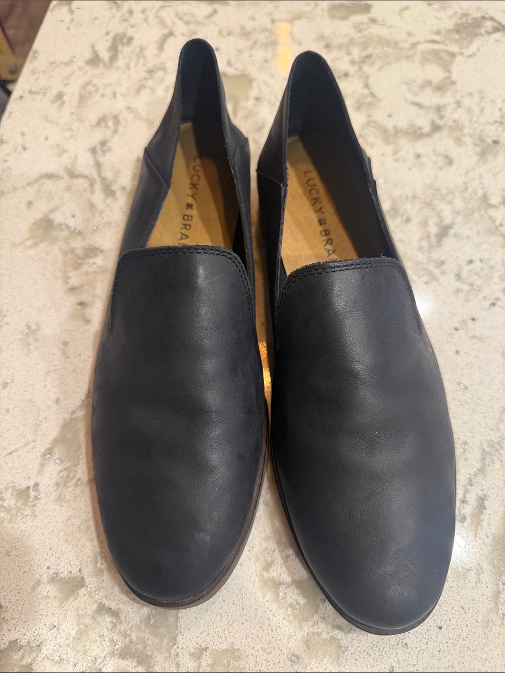Lucky Brand Women's Black Slip-On Leather Loafers